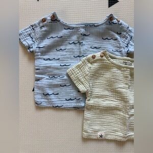 Easy Peasy|Baby gender neutral pastel short sleeve gauze muslin tops,cotton•24M